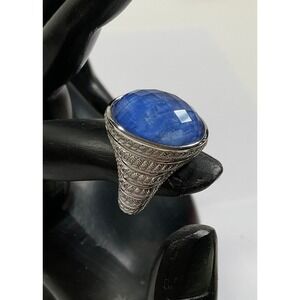 Judith Ripka 925 Sterling Silver Blue Kyanite Faceted Cocktail Ring Size 6 Box
